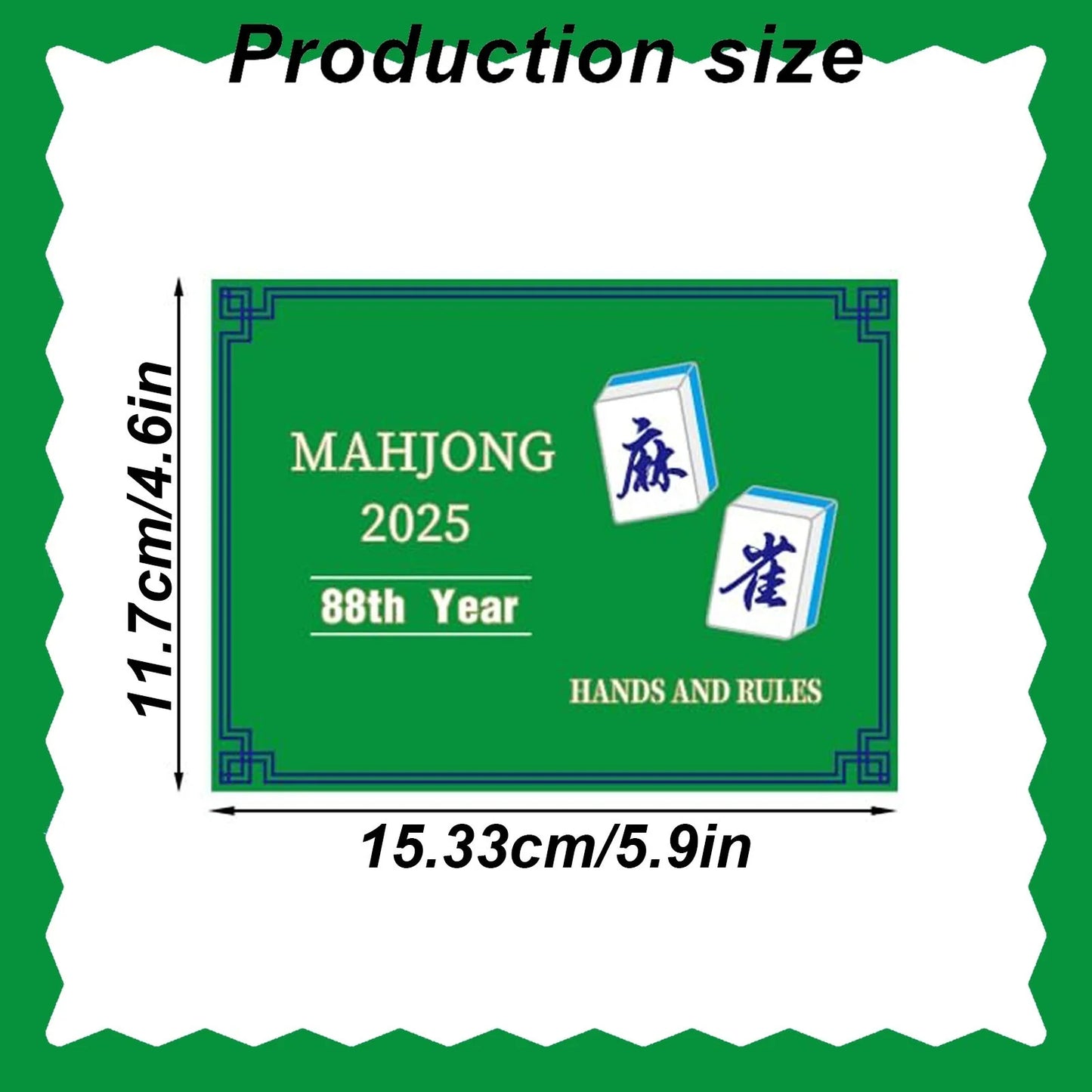 2025 Official Mahjong Cards (4PCS) – Standard Green Scorecards with Large Print Rules Production size