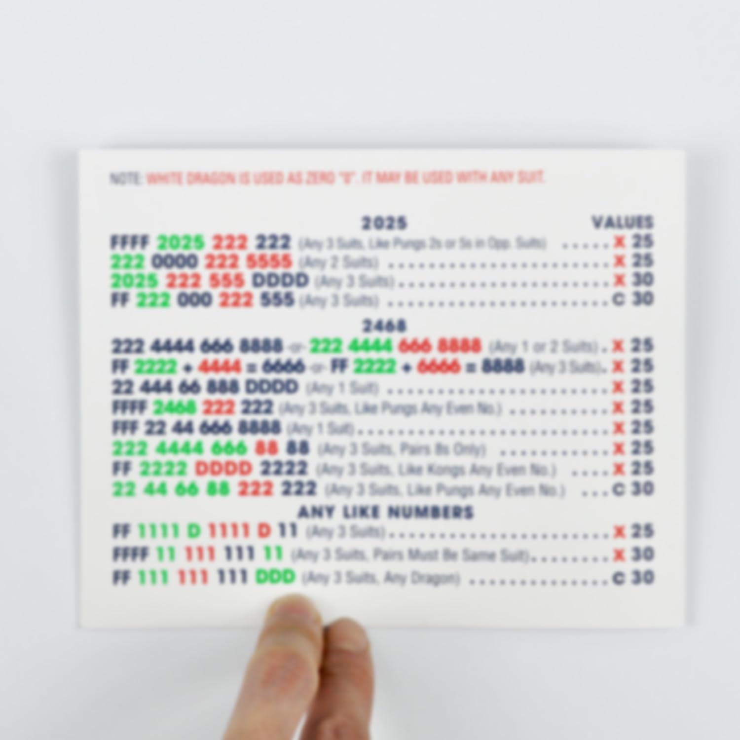 NEW Official 2025 Revision Red Mahjong Card β Large Size 4PCS Set (6.1" x 4.7")2