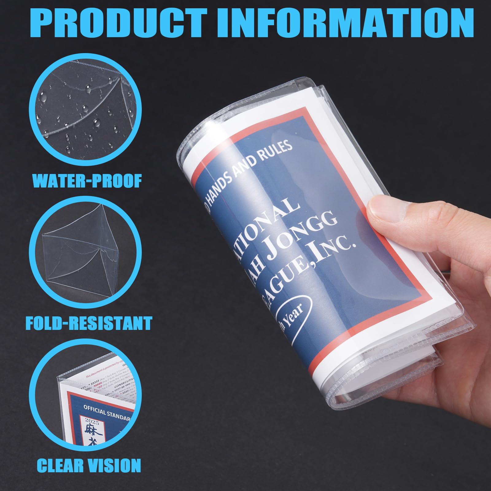 2025 Updated Mahjong Card Set with Protector Covers & Colorful Line Guide (4pcs, 6.1 X 4.7 Inch)