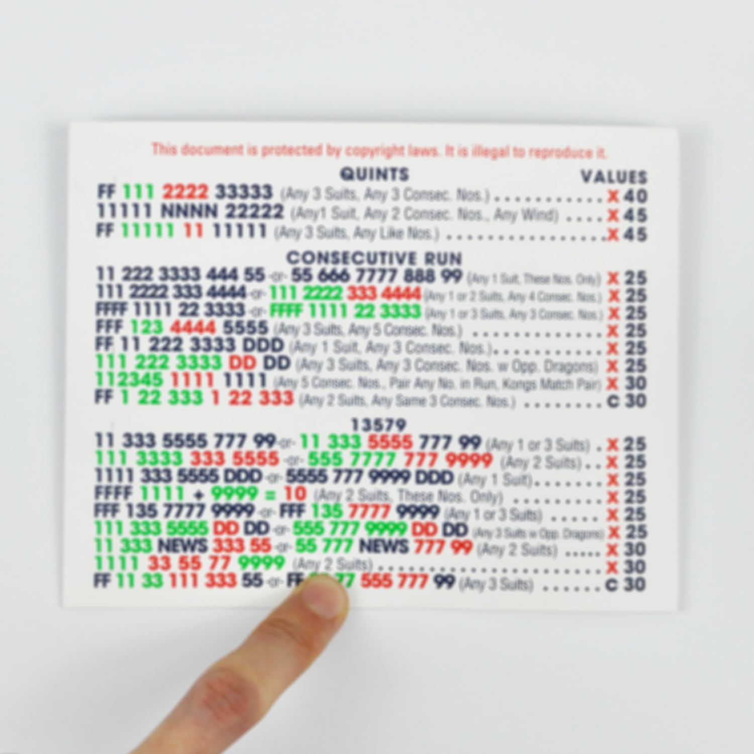 NEW Official 2025 Revision Red Mahjong Card β Large Size 4PCS Set (6.1" x 4.7")3