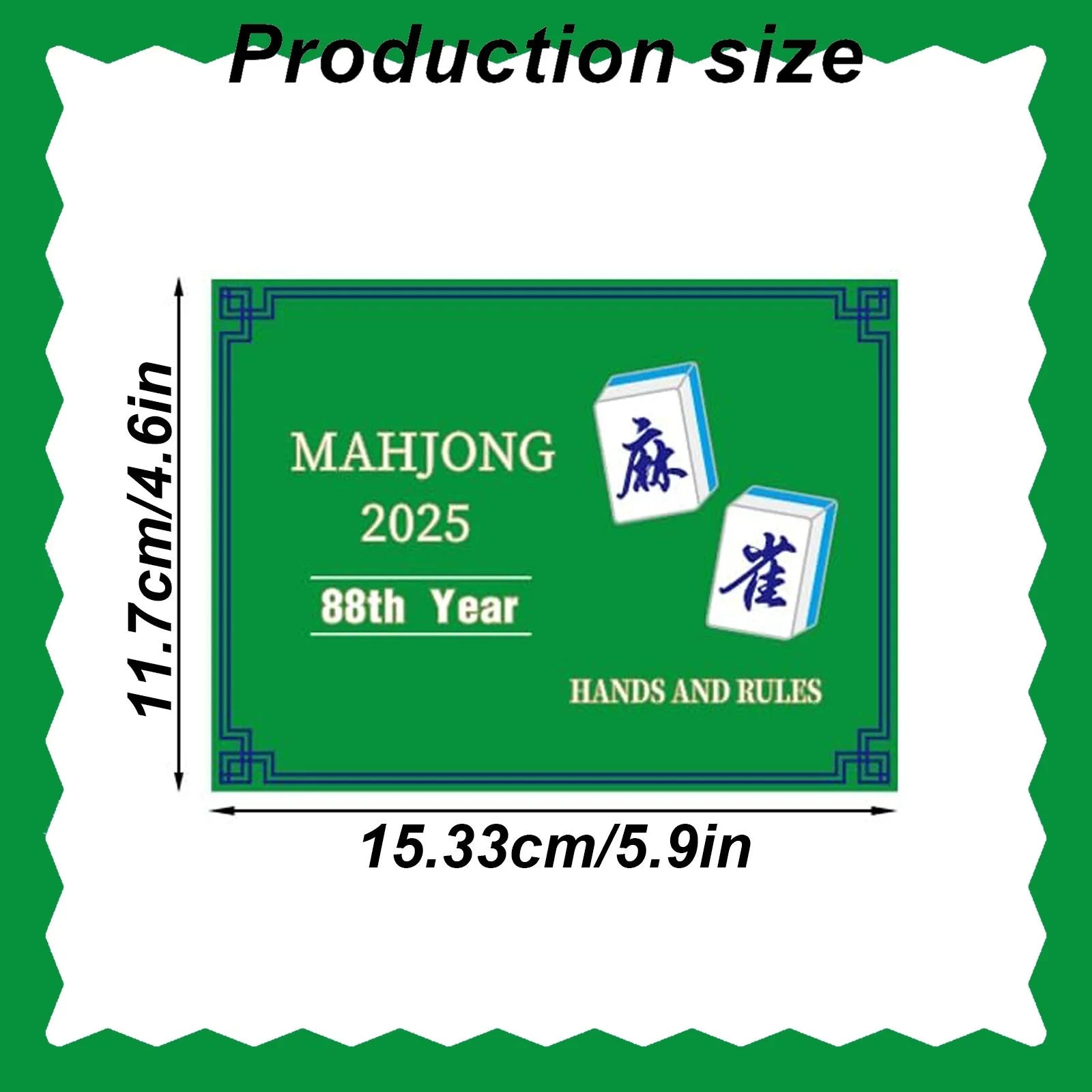 2025 Official Mahjong Cards (4PCS) – Standard Green Scorecards with Large Print Rules Production size