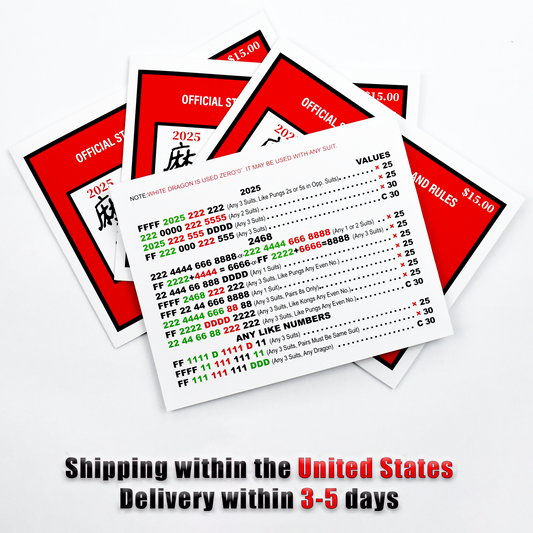 US LOCAL WAREHOUSE DELIVERY-NEW Official 2025 Revision Red Mahjong Card ,Delivery 3-5 days- Large Size 4PCS Set (6.1" x 4.7")