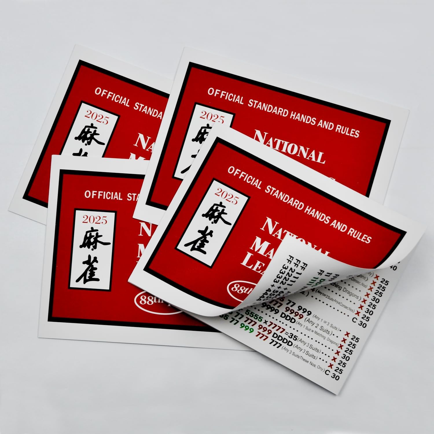 NEW Official 2025 Revision Red Mahjong Card – Large Size 4PCS Set (6.1" x 4.7")