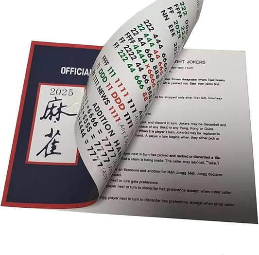 Mahjong Card 2025, 4PCS Mah jongg Cards(BLUE) Official Standard Hand and Rules Large Print Mahjong Scorecard