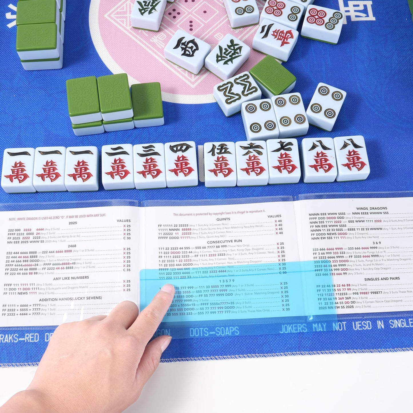2025 Mahjong Card Accessories Set – 8Pcs Sleeves & Line Finders